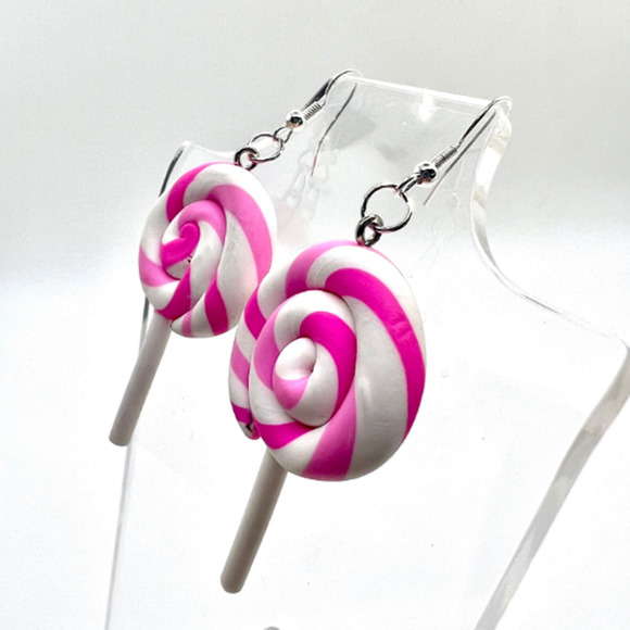 Lollipop Swirl Earrings - Sucker Earrings - Summer Earrings - Candy Earrings - Picture 5 of 8